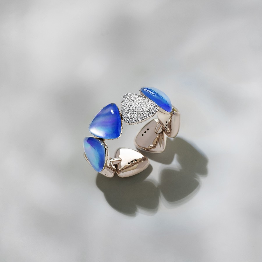 bracelet, or, diamants, lapis-lazuli