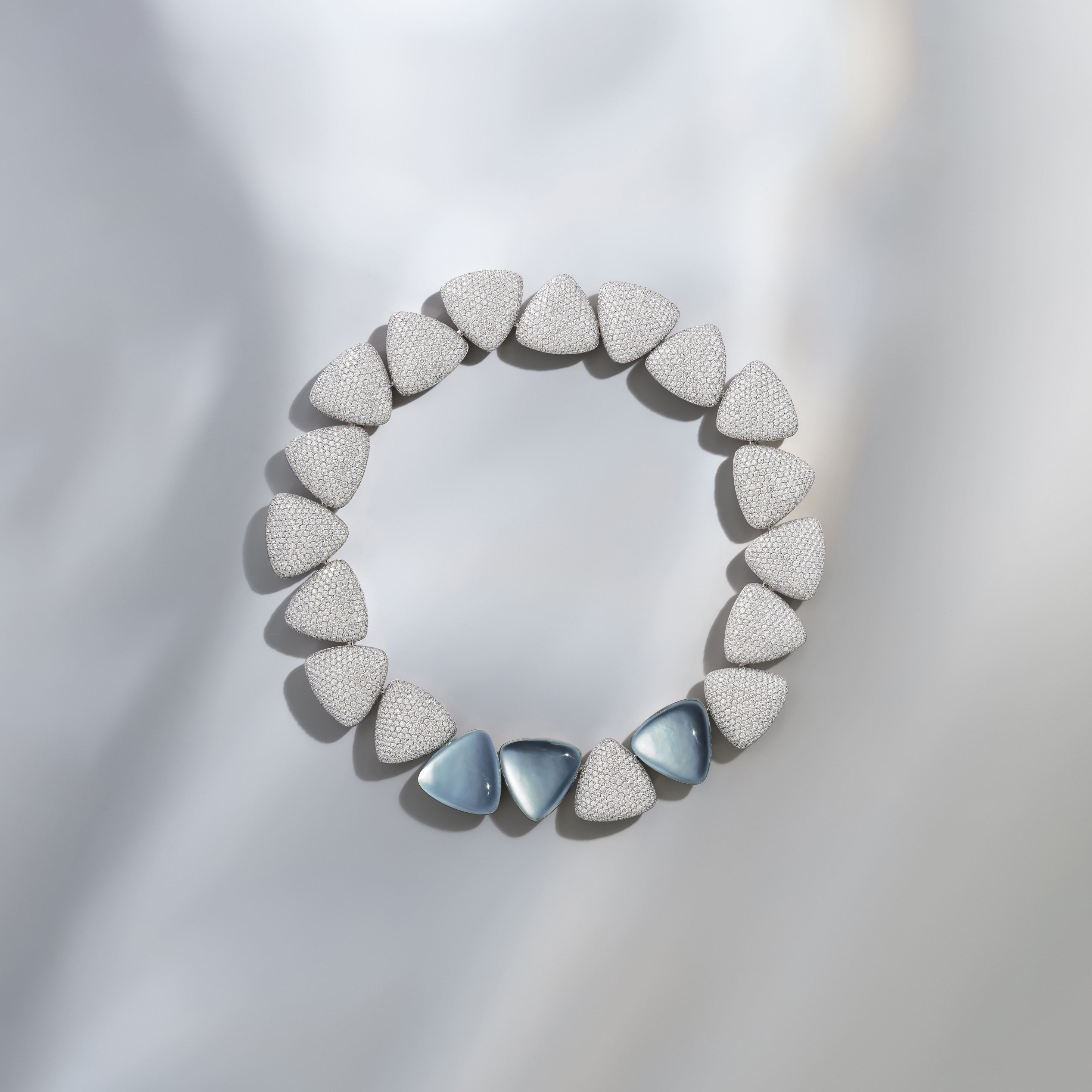 collier, jade noir, diamants