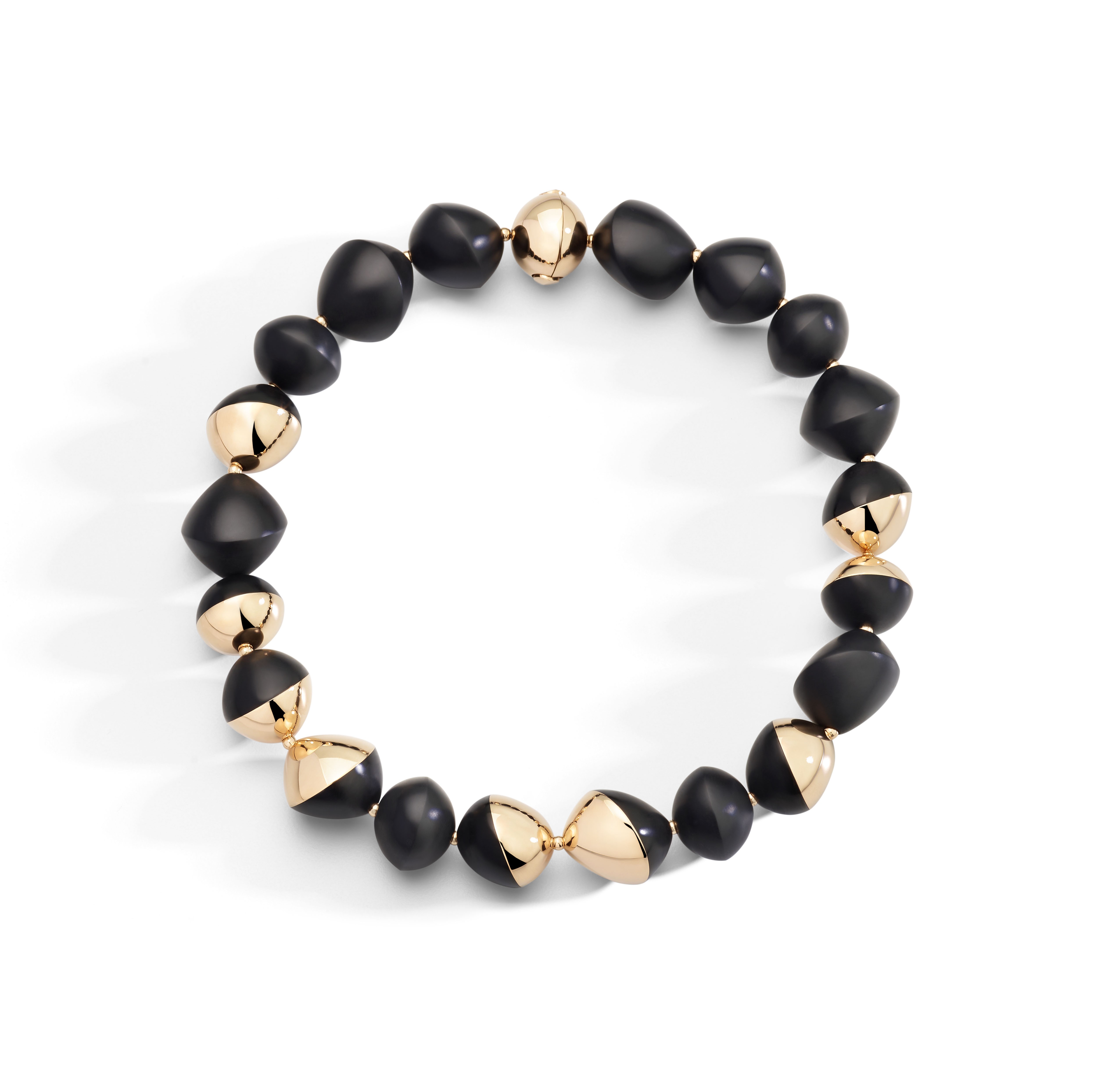 collier, or rose, diamant, jais